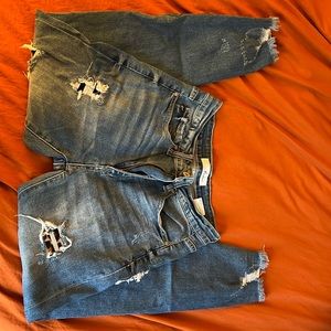 KanCan Distressed Cheetah Print Skinny Jeans